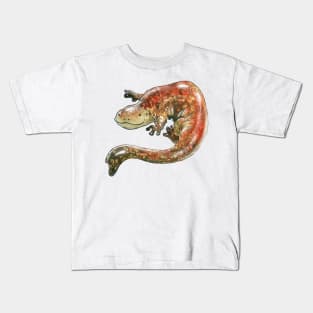 Watercolor Hellbender Design Kids T-Shirt